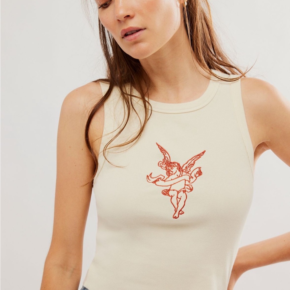 Daydreamer Desert Dreamer Sitting Cupid Ribbed Tank NWT Small